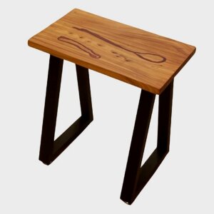 Walnut Red Resin Table Trapezoid Legs