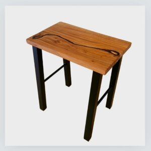 Walnut Black Resin Table Square Legs