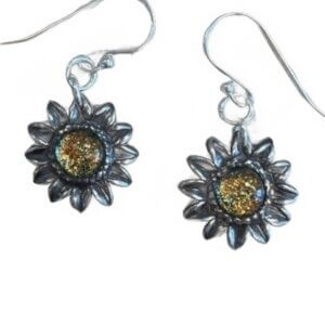 Dichroic Glass Sunflower Earrings