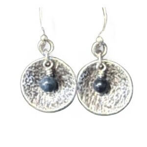 Circular Disc, Dumortierte Beads Earrings
