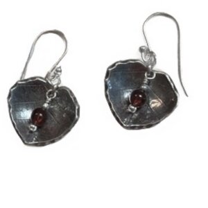 Leaf, Garnet Earrings