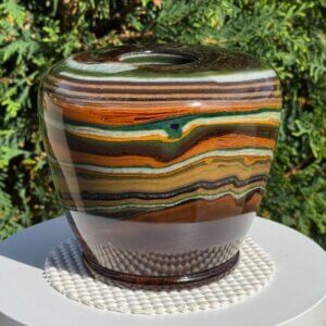 Brown Layered Fabric Walnut Lidded