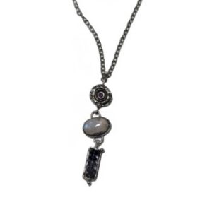 Garnet And Moonstone Silver Necklace
