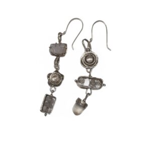 Raw Rainbow Moonstone Cats Eye Earrings