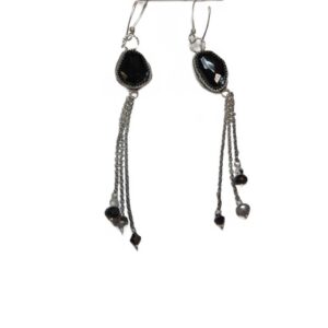 Onyx faceted Swarovski Crystal Sterling Earrings