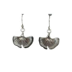 Ginko Leaf Silver Earrings