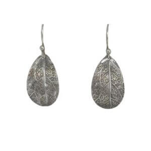 Leaf Textured Silver Earrings