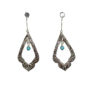 Filigree Textured With Turquoise Earrings