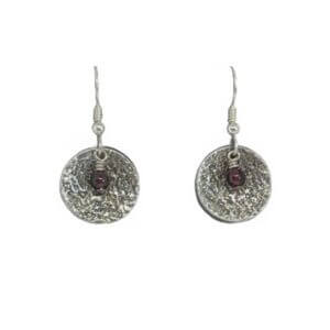 Round Earrings Garnet Gemstone