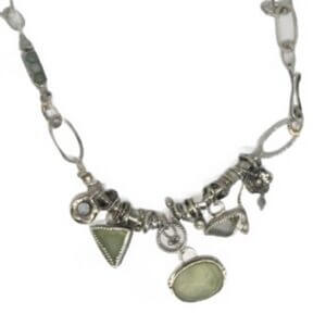 “Grace” Prehnite, Beach Glass,Aquamarine,Quartz,Handmade Chain