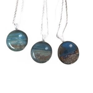 Moon Over Lake Michigan Blue Pendant